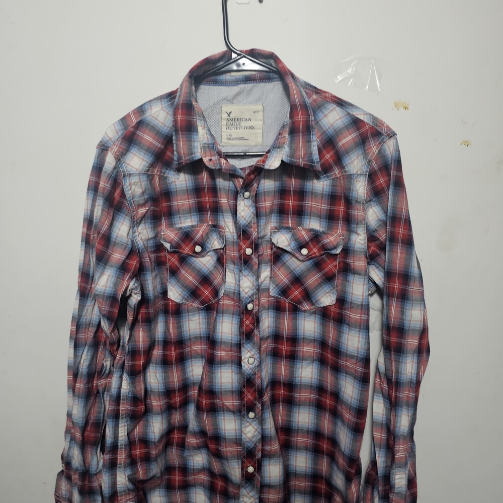 Men's Red and Blue Plaid Shirt